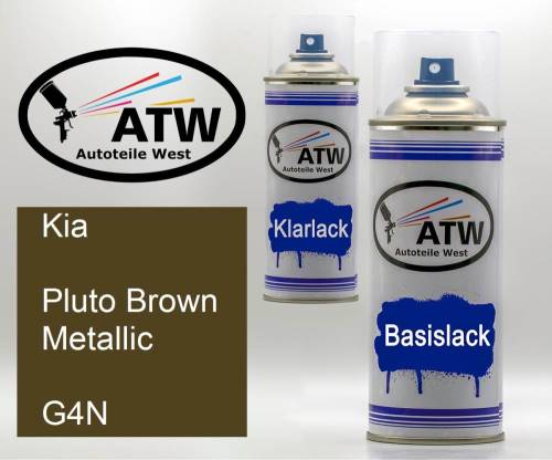 Kia, Pluto Brown Metallic, G4N: 400ml Sprühdose + 400ml Klarlack - Set, von ATW Autoteile West.